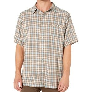 Mountain Khakis Men L Plaid Cotton Casual Shoreline Short Sleeve Button Up Shirt